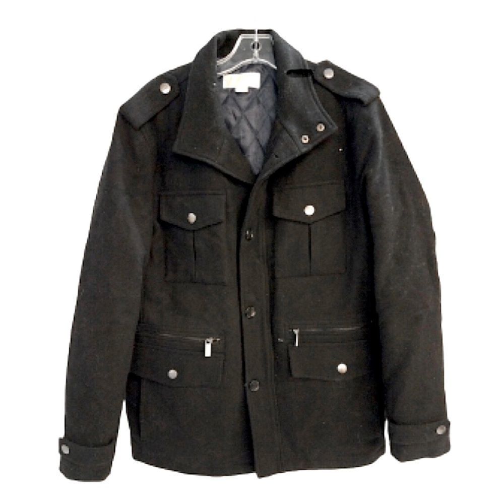 MICHAEL KORS Mens Black Wool Pea Coat Jacket Size Medium